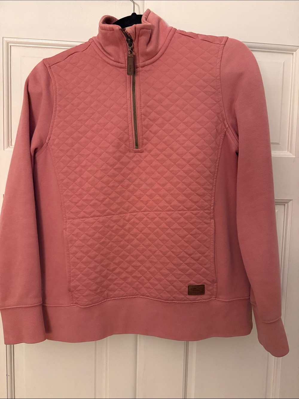 L.L. Bean Quilted Half-Zip Cowl Pullover - Dusty Rose